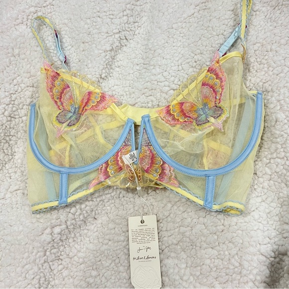 For Love & Lemons Pastel Papillon Longline Bra Size 34DD NWT - Picture 4 of 7